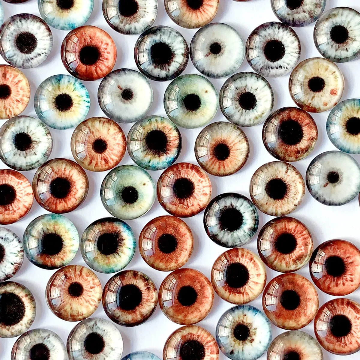 From 6mm to 20mm Random Mixed Round Toys dolls Eyes Pairs Pattern Glass Flatback Photo Cabochons DIY Jewelry Accessories