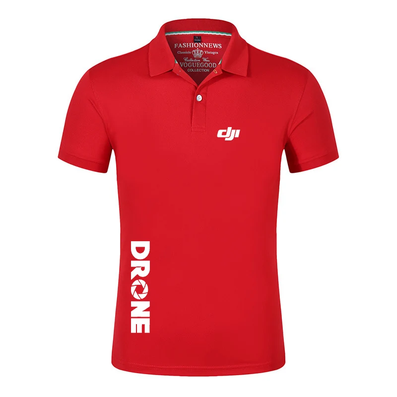 Dji Professional Pilot Drone Printed Polo Shirt Men\'s 2024 Summer Stritching Shorts Sleeve Business Clothes Tee Shirt Polos