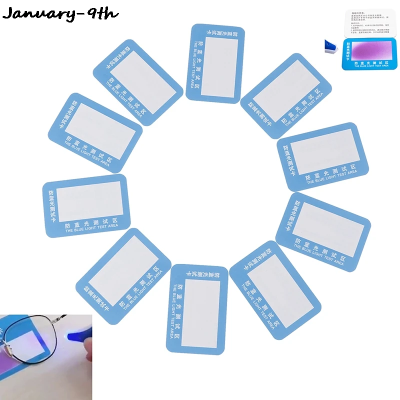 10Pcs/set Anti-Blue Light Test Card Glasses UV Accessories Blue Detection Generator