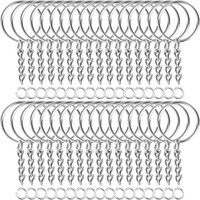 50PCS Stainless Steel Metal Blank Keyring Keychain Split Rings with Chain Climbing Buckles Carabiner Keychain Rings Accessories