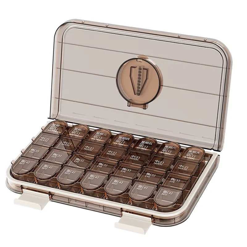 

Еженедельный органайзер для таблеток на 21/28 ячеек, большой контейнер для ежедневных доз, бокс для хранения лекарств, витаминов и добавок, Pastillero