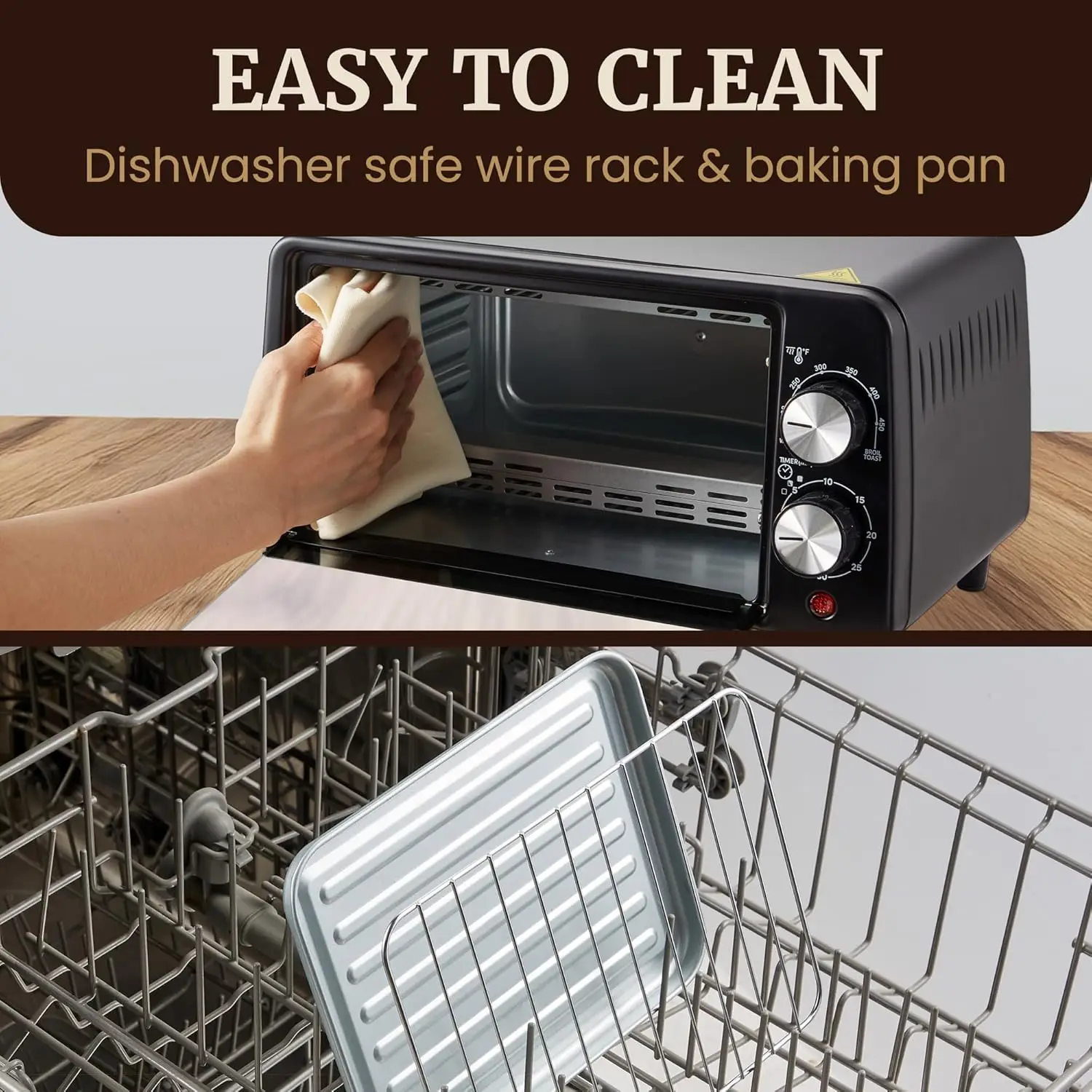 فرن محمصة كونترتوب ETO449 سعة 9 لتر / 4 شرائح، تصميم مدمج، مؤقت لمدة 30 دقيقة، درجة حرارة قابلة للتعديل تصل إلى 450 ° F، 800 واط كوارت #5