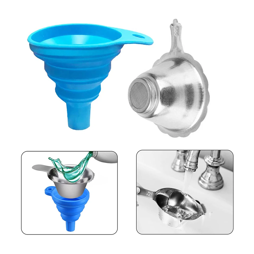 3D Printer Resin Filter Silicone Funnel Strainer + Stainless Steel Filter Funnel for 3D Printer Accessories