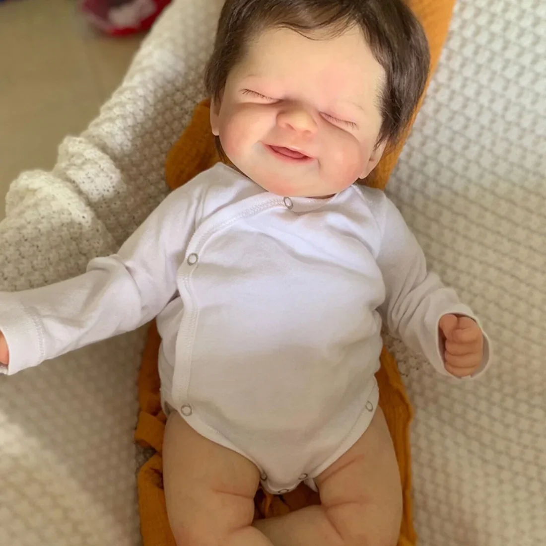 Bebe Alisha Already Finished Reborn Baby Dolls Smiling Face  Real Life Newborn Sleeping Doll for Children Kids Toys Gifts