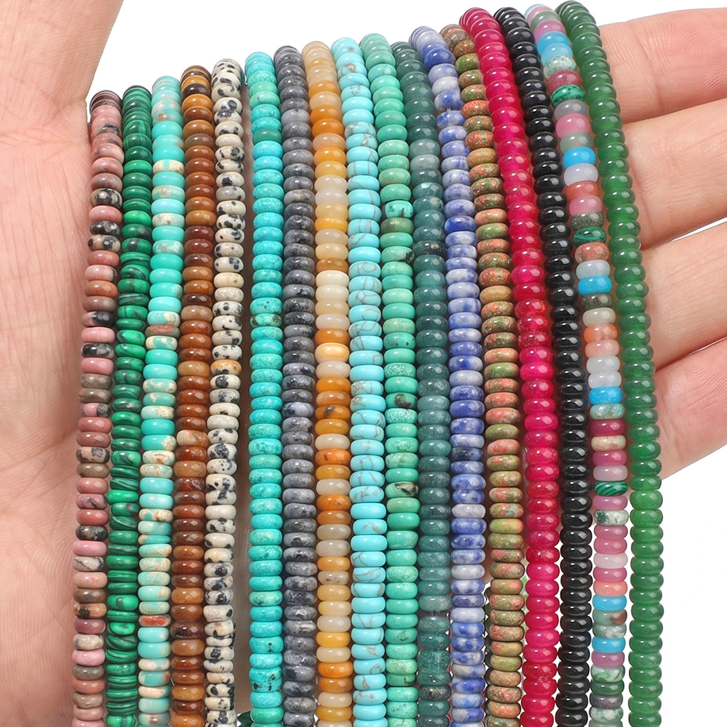Image of 6x2mm Rondell-Abstandsperlen Natürlicher Amethyst Türkis Weißer Quarz Aventurin Steinperlen für Schmuckherstellung DIY-Zubehör