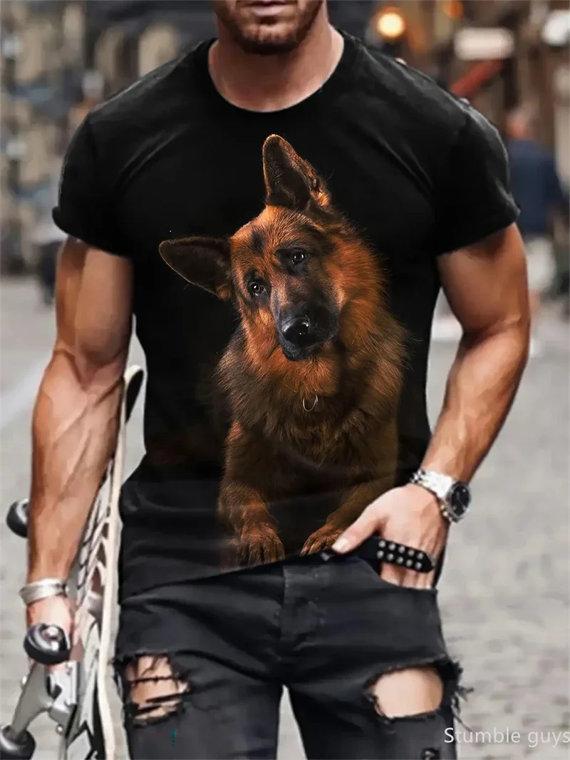 Herren Mode Street-Style T-Shirt Sommer Anime-Print Locker Kurzarm Leicht Bequem Übergroßes Jersey