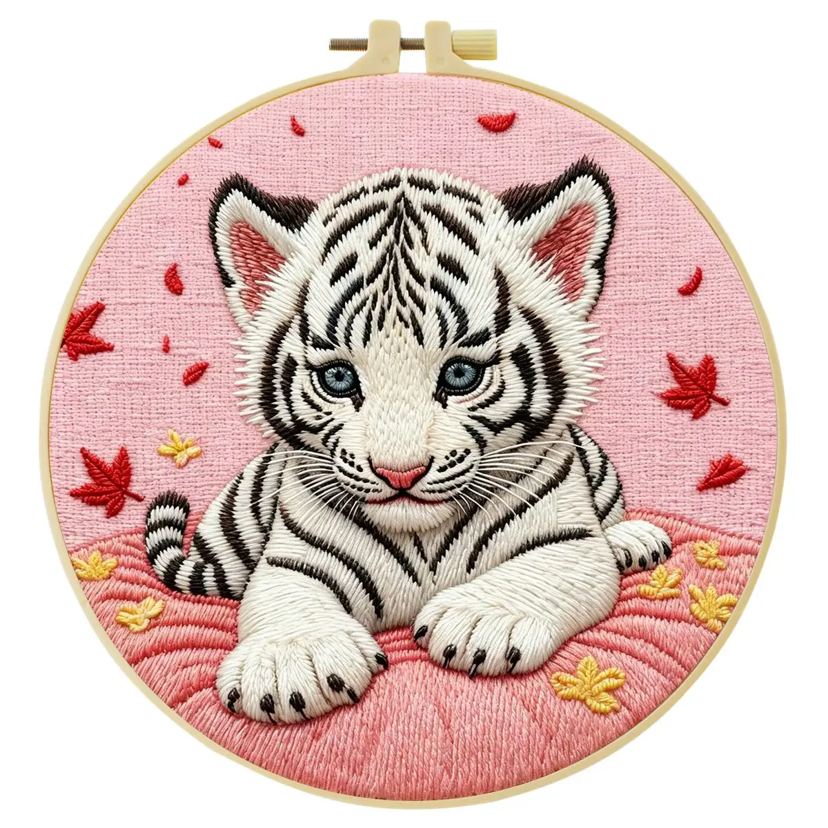 1 Stück 20X20CM/15X15CM 7,87/6,3 Zoll Weißer Tiger Stickerei Starter-Kit DIY-Kit DIY-Stickerei-Set Handarbeiten Nadelkunst – Detail 3