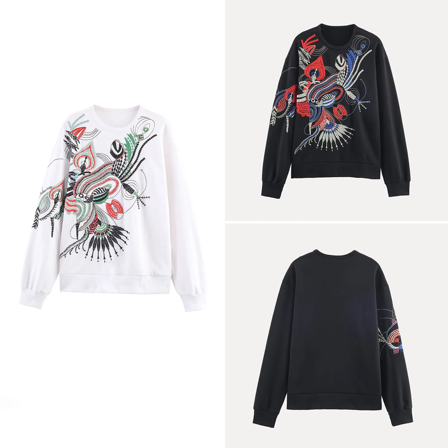 Felpa lunga da donna lavorata a maglia Sve con ricamo pesante Crew Ne Pullover maglione soffice loop Faion Sle autunno nuovo arrivo