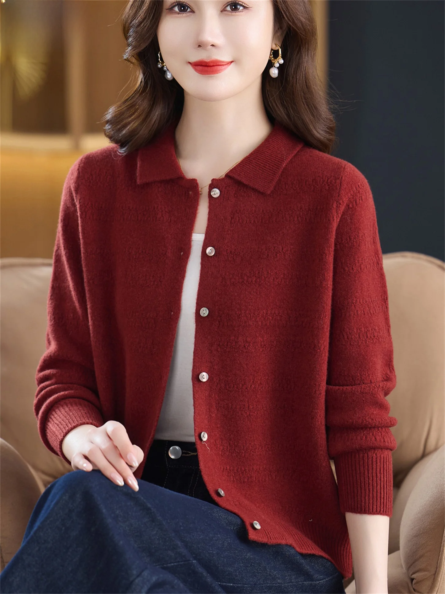 

Шерстяное пальто Ele для женщин, 100% чистая шерсть, отложной воротник, универсальное, модное, весна-осень, новое, стильное, удобное крепление