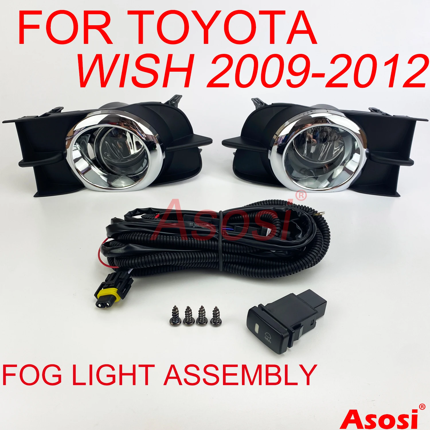 

Front Bumper Fog Light For Toyota Wish 2009 2010 2011 2012 Right & Left With Bulb Switch Wire Hanress Bezel Replace Or Upgrade