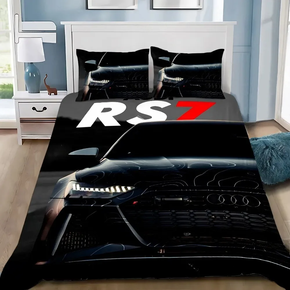 Duvet Cover Pillowcase Sports Car RS For A-Aaudis Bedding Set Adult Boy Girl Bedroom Decoration Children Single Double Size