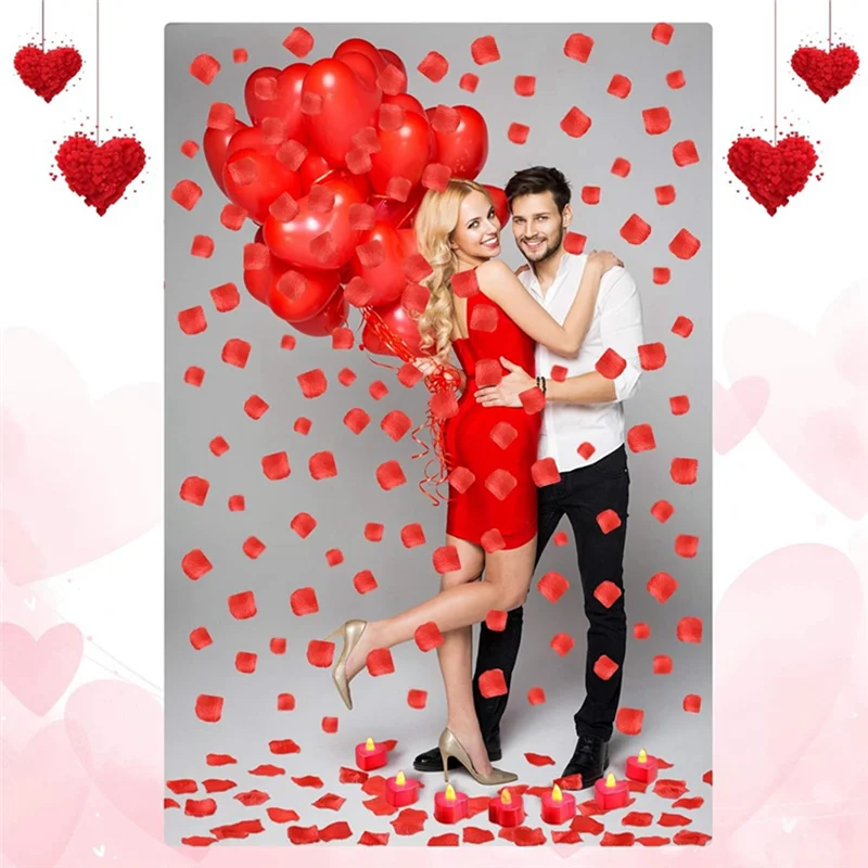 

AT14 Valentines Day Romantic Night For Her Kit 24 Pcs Flameless Romantic LED Candles With 2000 Pcs Artificial Rose Petals Set B