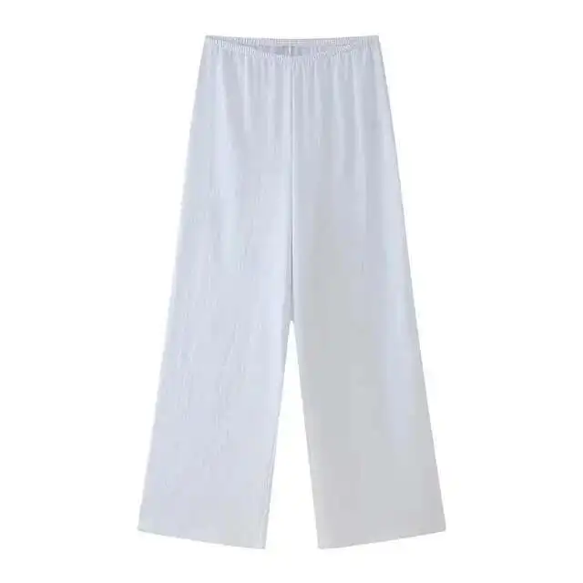 Neues Damen-Top mit sexy V-Ausschnitt, Schleife, Seidensatin, strukturiert, kurzes Oberteil + elastische Taillentasche, verzierte Sommer-Straßenhose