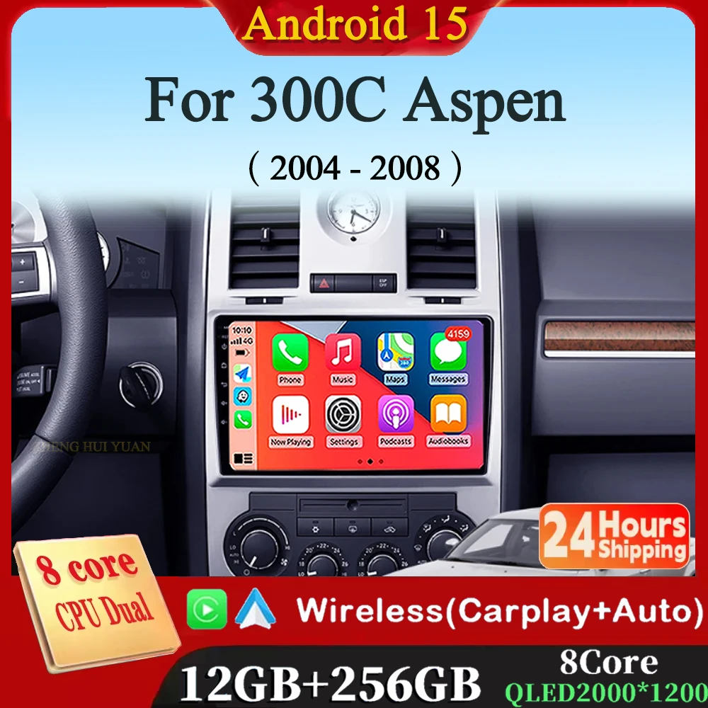 

Android 15 Carplay Auto For Chrysler 300C Aspen 2004 2005 2006 2007 2008 Car Radio Multimedia Video Player Navigation GPS WIFI