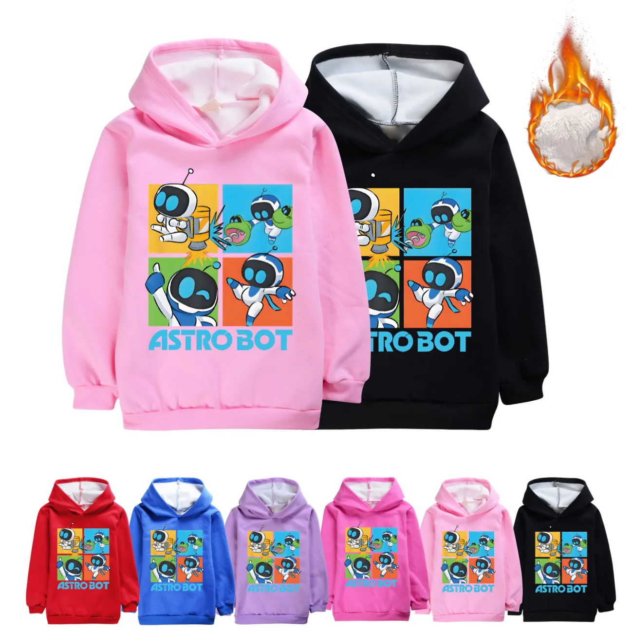 

Astro Bot Hoodie Kids Game Astrobot Ps5 Custome Boys Winter Thicken Fleece Sweatshirts Girls Warm Clothes Children Warm Clothing