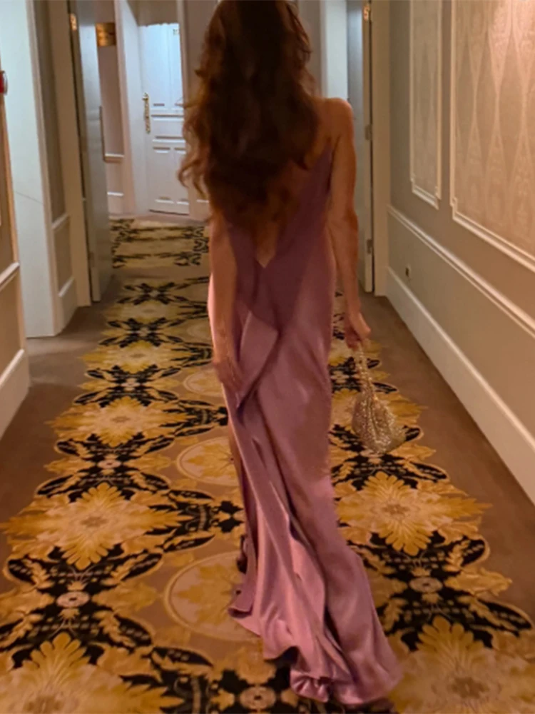 Tief Ausgeschnittenes Seitlich Geschlitztes Langes Kleid Damen Sexy Ärmelloses Rückenfreies Plissiertes Party-Abendkleid Charmantes Damenkleid Vestidos Longo – Detail 1