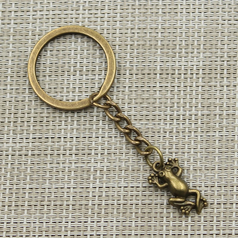 Fashion 3cm Key Ring Metal Key Chain Keychain Jewelry Antique Bronze Silver Color Plated Frog 21x12mm Pendant