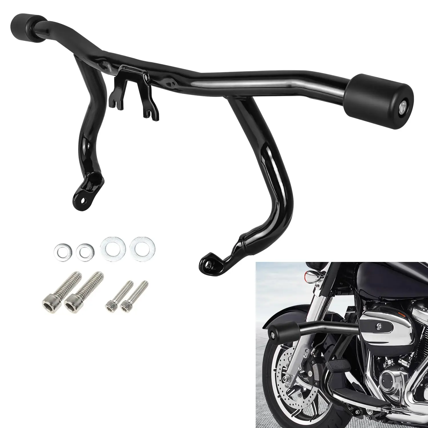 Motorcycle Front Highway Crash Bar Engine Guard Flat-Out Bar For Harley 2014-Later Touring Street Glide Road Glide Road King