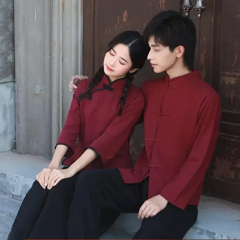 Qipao Tops de estilo chino para mujeres y hombres adultos, falda de traje juvenil para fiesta, actuación de película, estilo étnico de la República de China