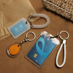 Global Access: Universal Clear RFID Card Holder with Keychain - Safeguard Your Keys & Access Cards