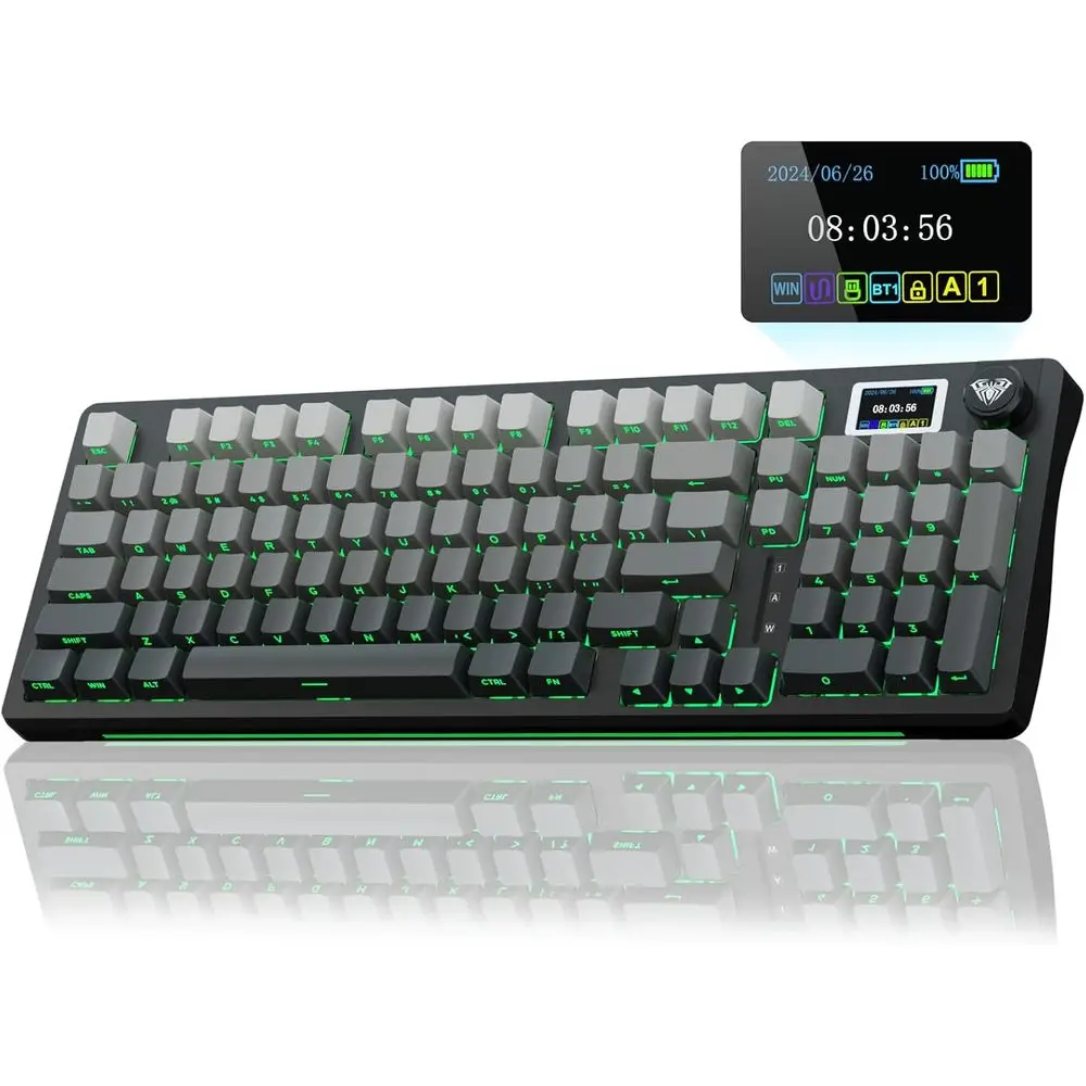 

Wireless Mechanical Keyboard with Hot Swappable Creamy Keys, 2.4GHz/USB-C/BT5.0, Linear Switches, RGB Backlit Gaming