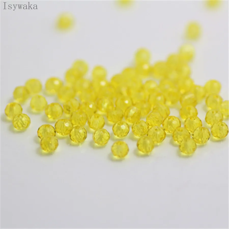 Isywaka Yellow Colors 3x4mm 125pcs Rondelle Austria faceted Crystal Glass Beads Loose Spacer Round Beads Jewelry Making