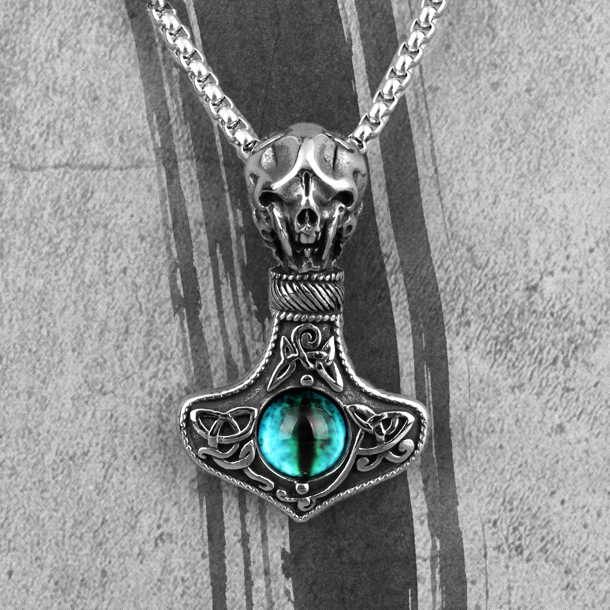 Image of Evil Eye Schädel Gothic Punk Männer Halsketten Anhänger Kette für Freund Männlich Edelstahl Schmuck Kreativität Geschenk Großhandel