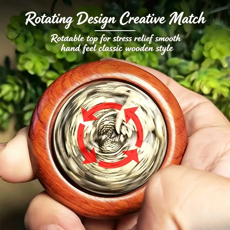 Wooden Rotating Hand Spinner Toy Stress Relief Fidget Hand Ornament Decor Collection Gift