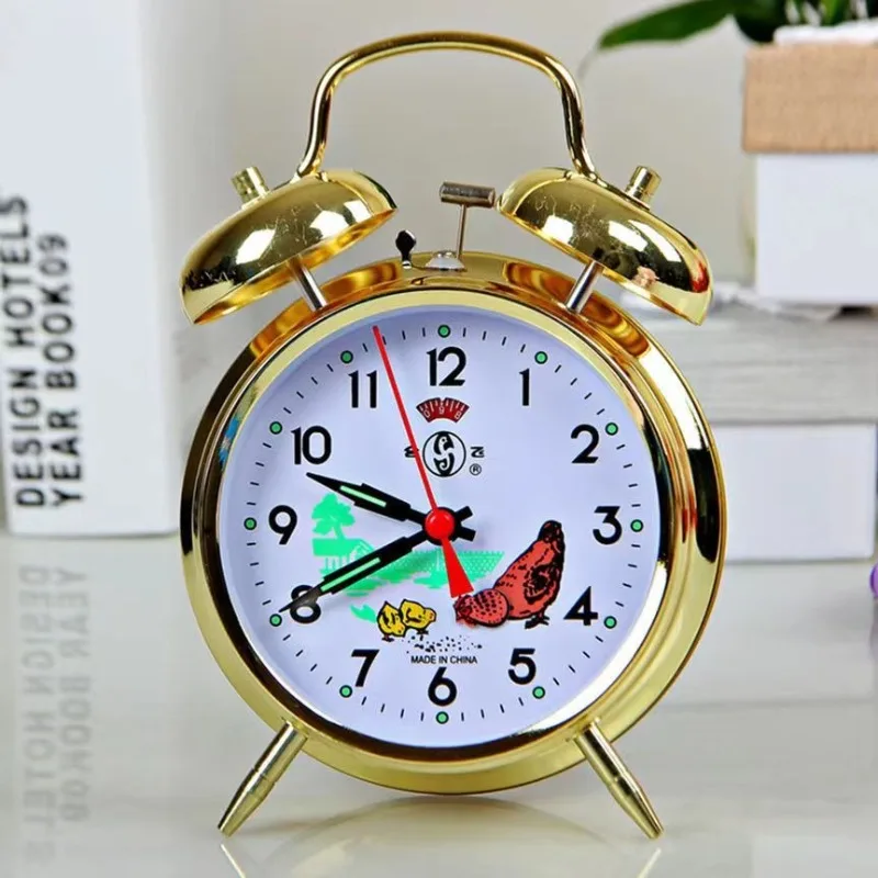 Silent Alarm Clocks Metal Mechanical Vintage Aesthetic Simple Small Office Bedroom Decor Luxury Alarm Clocks Valentines Day Gift