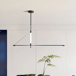 LED strip pendant lights modern minimalist black hanging lamps for dining hall bar counter dining table indoor lighting fixtures