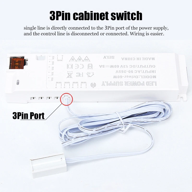 12/24V Kitchen Under Cabinet Touch Switch Dupont/dc/3 Pin Port Plug Dimmer for Led Strip Neon Light Hand Sweep Pir Motion Sensor