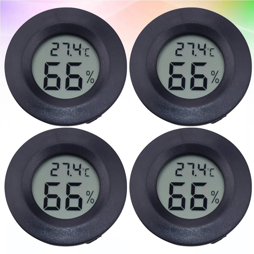 

4pc Digital Humidity Meter Reptile Pet Box Temperature Thermometer Hygrometer Indoor Celsius Portable Compact Animal Office