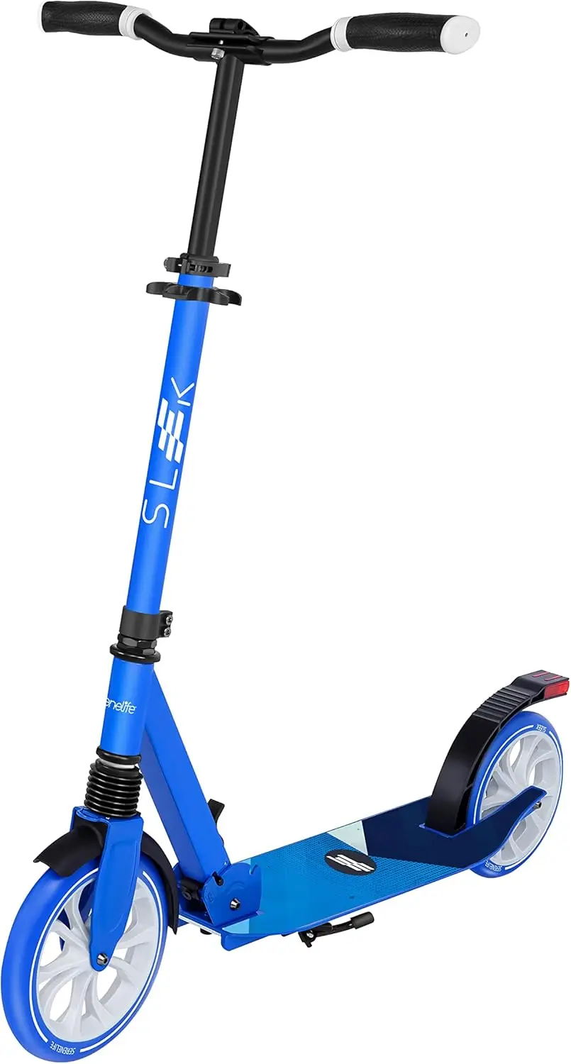 Kick Scooter Adult Teenagers Kids- 2 Wheel Kids Scooter with Adjustable T-Bar Handlebar - Alloy Anti-Slip Deck - Portable Foldin