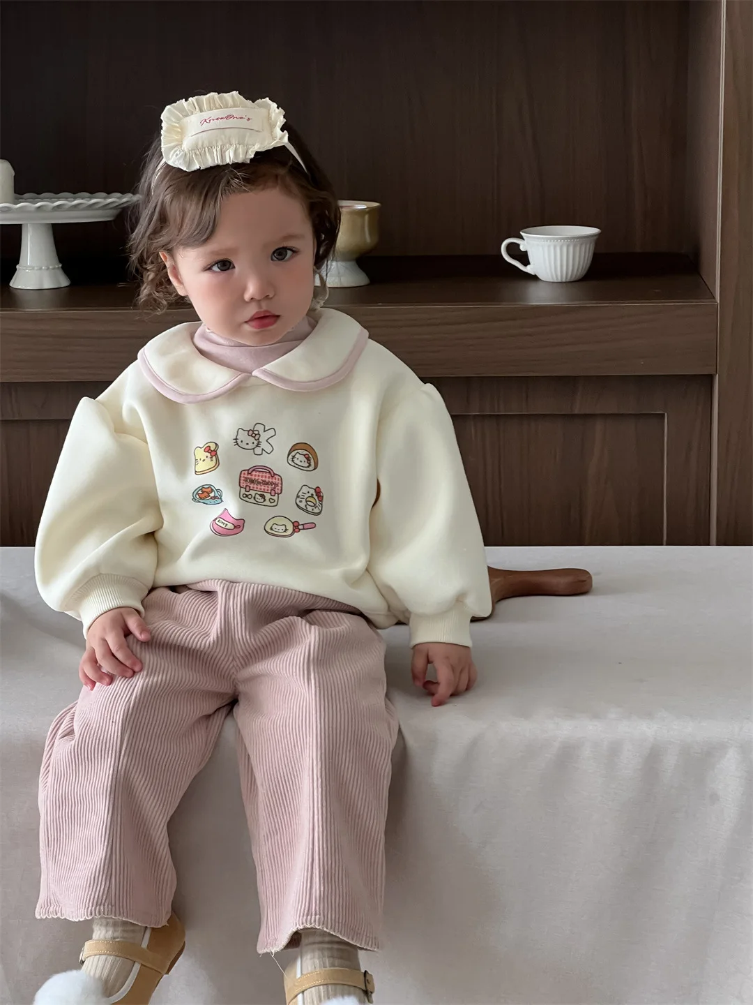 2024 Winter New Baby Girl Long Sleeve Fleece Sweatshirt Girls Cartoon Print Pullover Infant Toddler Plus Velvet Thick Clothes image 5