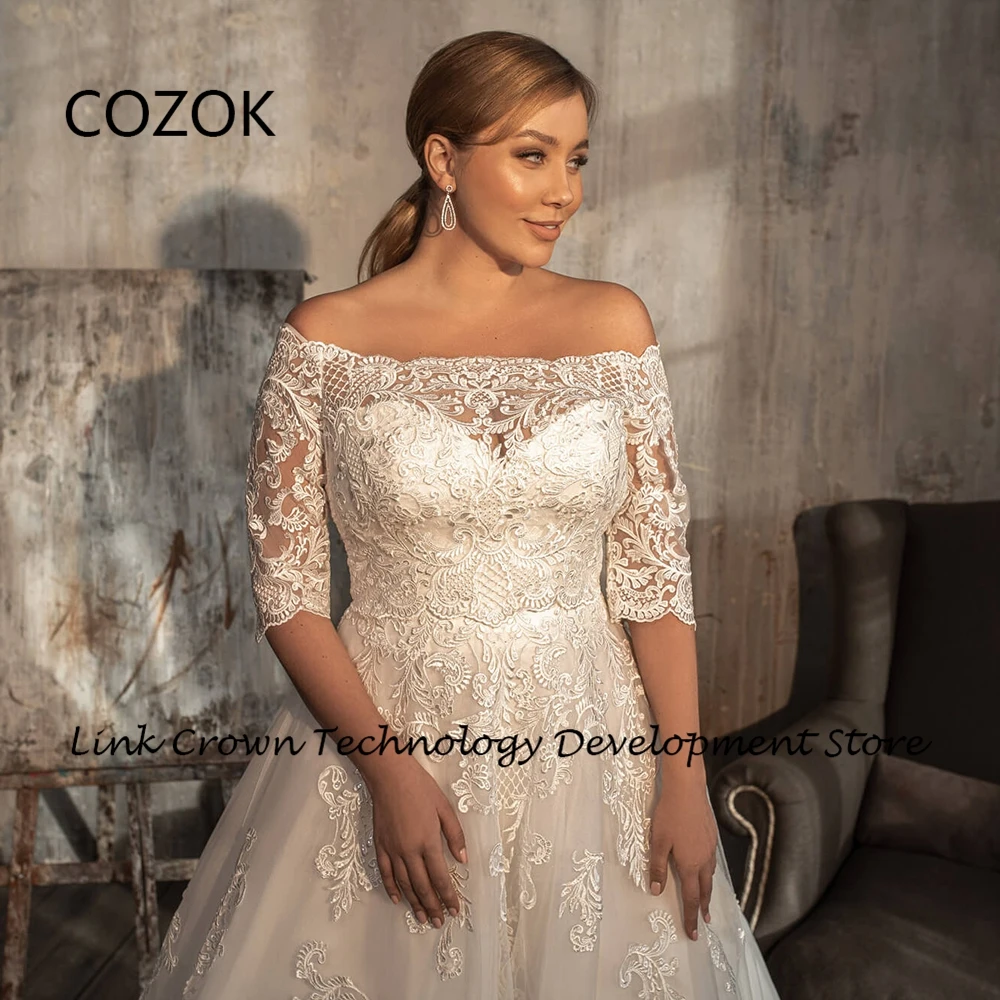 

COZOK Strapless Wedding Dresses for Women 2024 Summer New Sleeveless A Line Plus Size Bridal Gowns Off Shoulder Vestidos De