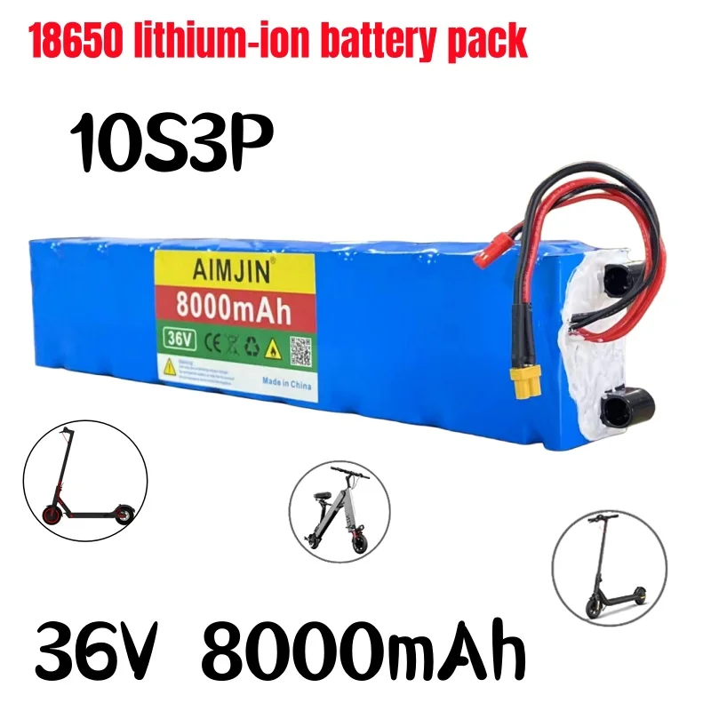 Electric skateboard lithium battery 36V 8AH 10S3P 500W same port 42V power battery pack with BMS suitable for Xiaomi M365