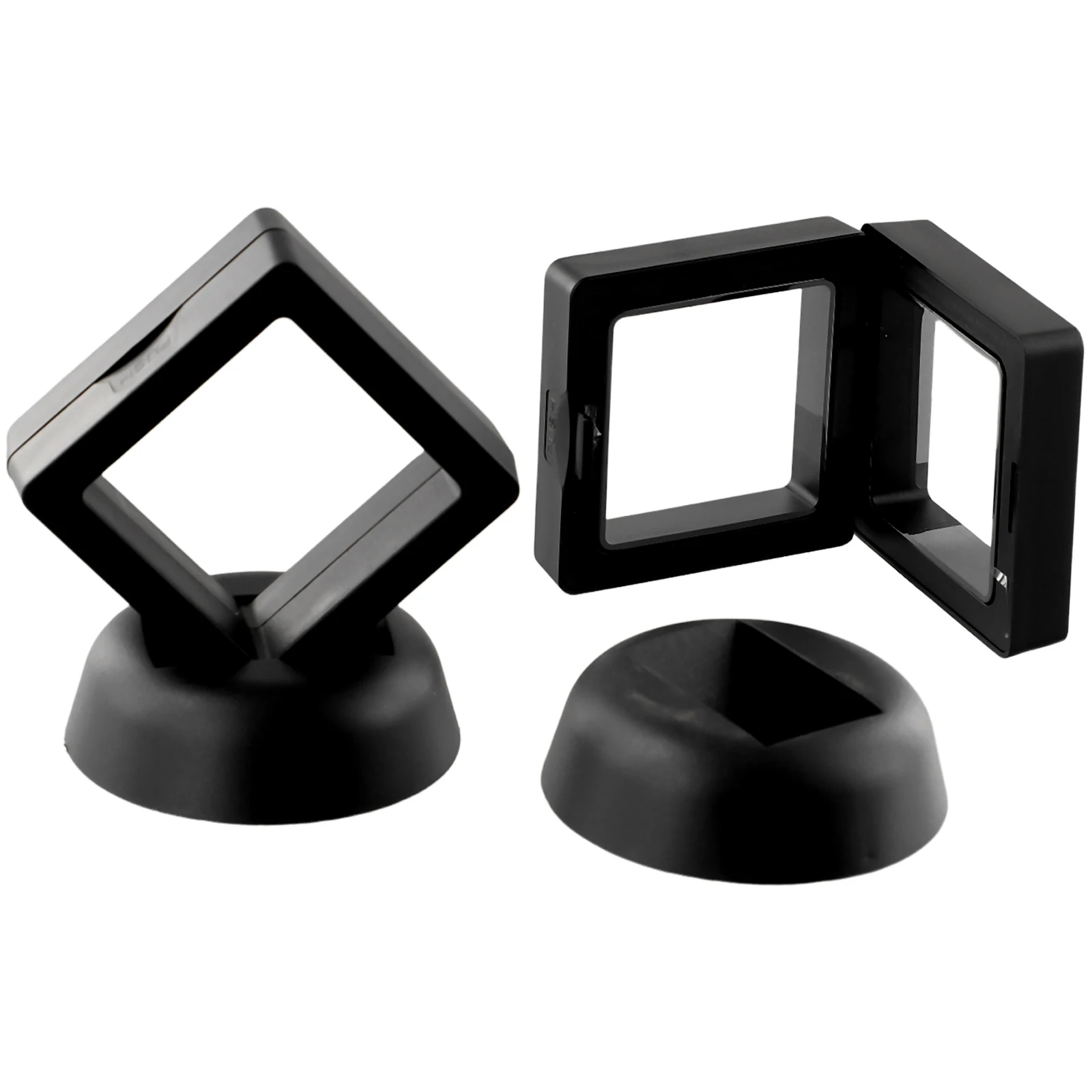 2pcs Coin Frame Penny 90*90mm Decoration Black Plastic Display Holder Box Case Stand Collection Protection Jewelry