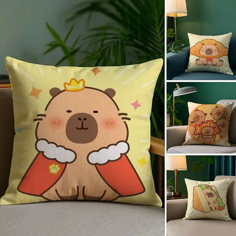 

Cute Cartoon Capybara Pillow Case Custom Printed Brushed Fleece Pillow, Baby Skin-Touch, Eco-Friendly Dye-Sublimation Cushion fo