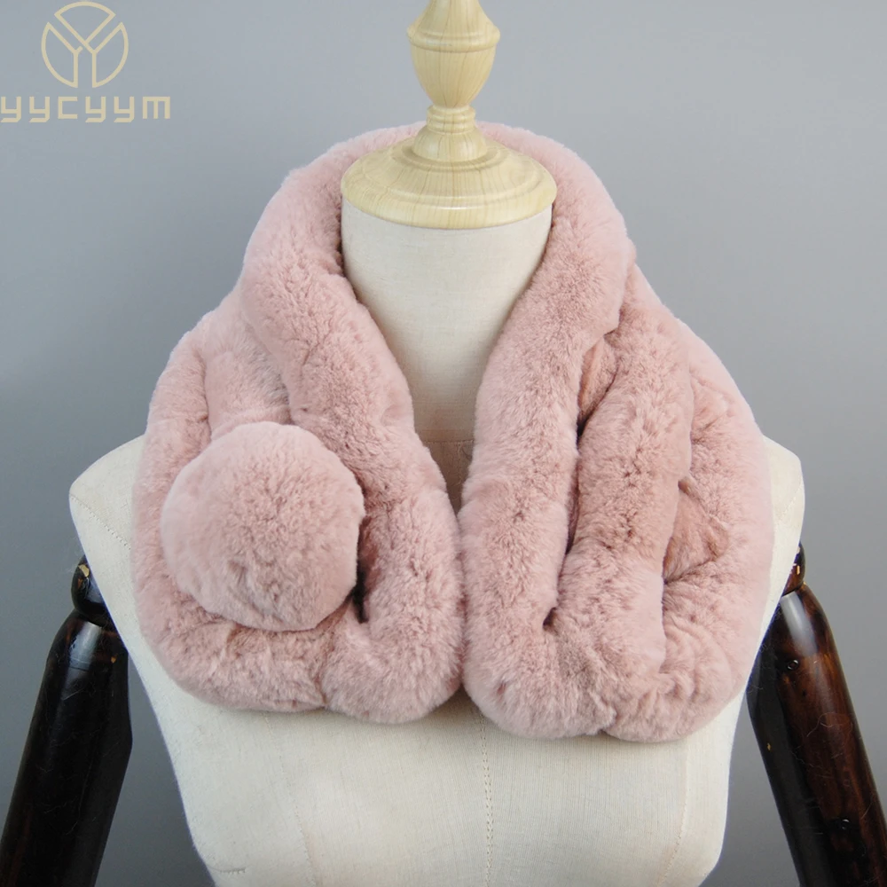 Winter Women Real Rex Rabbit Fur Scarf Natural Warm Rex Rabbit Mufflr Russia Lady 100% Genuine Real Rex Rabbit Fur Ring Scarves