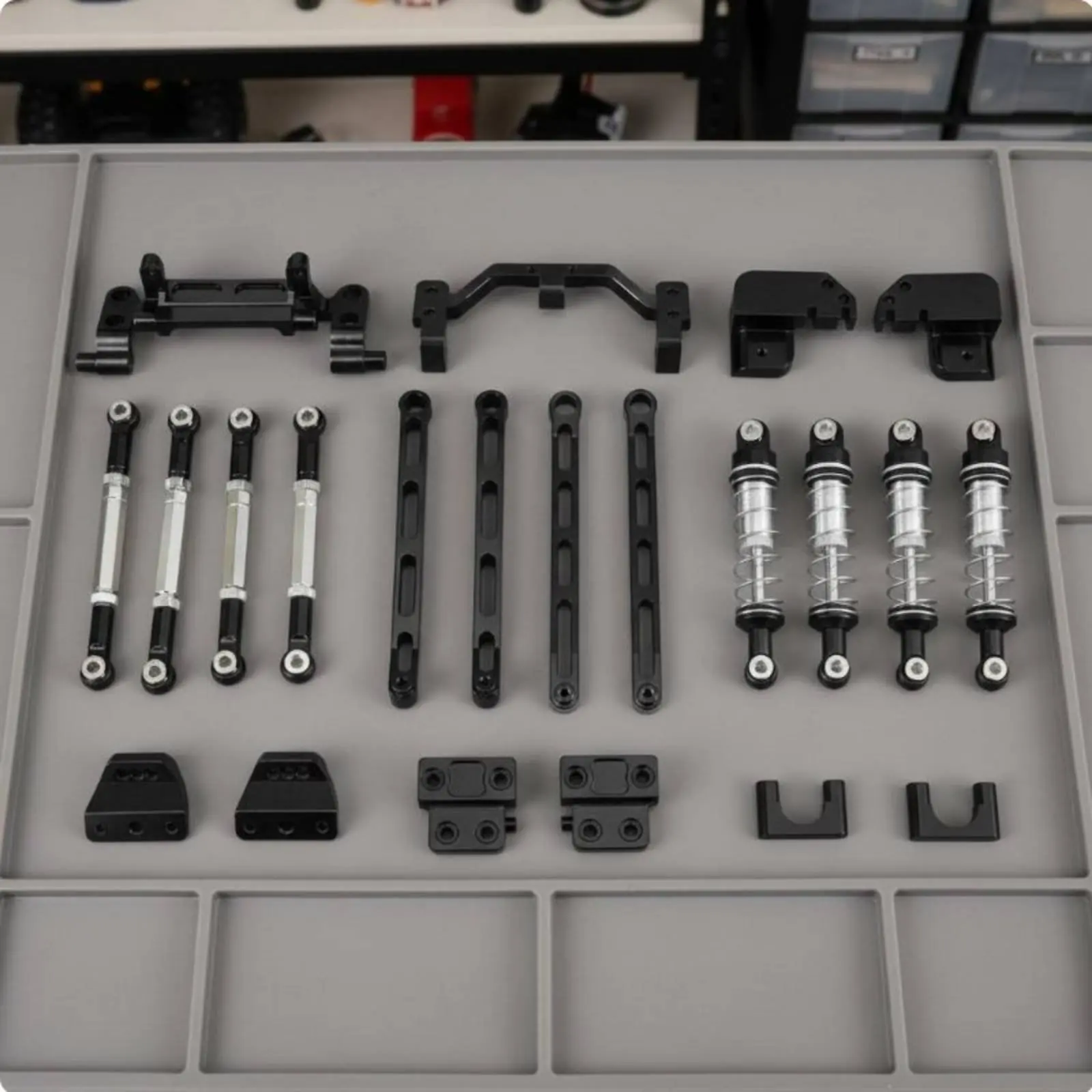 

Metal 4-Link Shock System Kit Easy Installation RC Car Shock Absorber Set RC Crawler Shock System Links CNC Machined