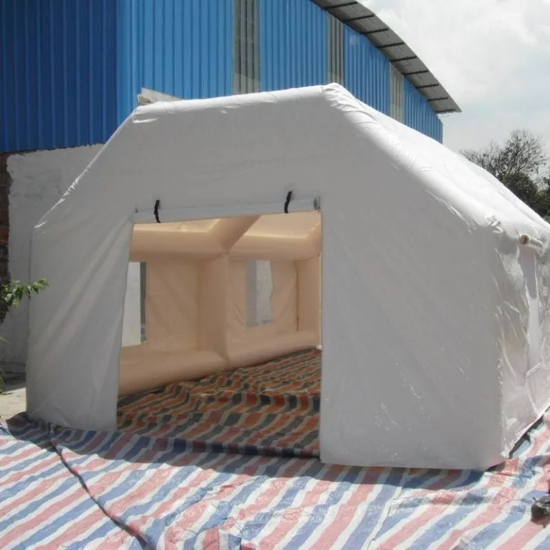 Airtight hospitals use equipment to inflate medical tents
