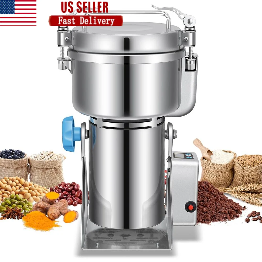 Electric Grain Grinder Mill 1000g High-Speed Spice & Herb Grinder Commercial Powder Machine Dry Cereals Grain Coffee Beans Soy