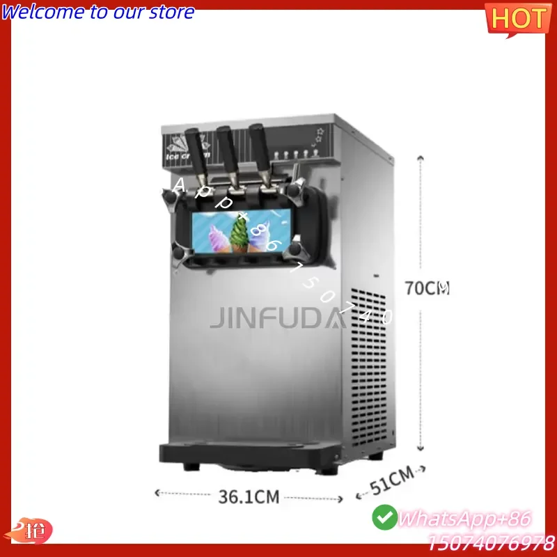 2026 Electric Soft Ice Cream Machine 3 Flavors Table Yogurt Milkshake Mixing Stainless Steel Construction Restaurant Use