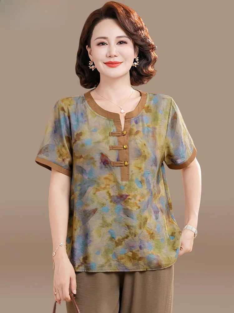 

Летний комплект одежды для женщин: хлопково-льняной топ с коротким рукавом и брюки, модный свободный крой, круглый вырез, комплект из двух предметов.