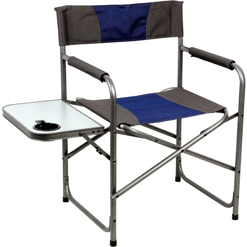 كرسي مدير قابل للطي خفيف الوزن، إطار فولاذي من سبائك الرمادي الأزرق، حمل سهل التخزين، مهرجان الشاطئ للتخييم في الهواء الطلق
