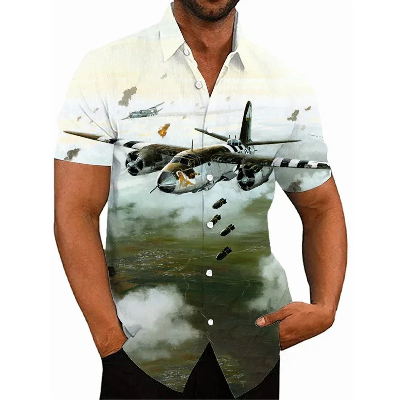 Hawaiian Shirt Spring Summer 3D Men Fighter Informal Shorts Shirt Button Hip Hop Street Clothes