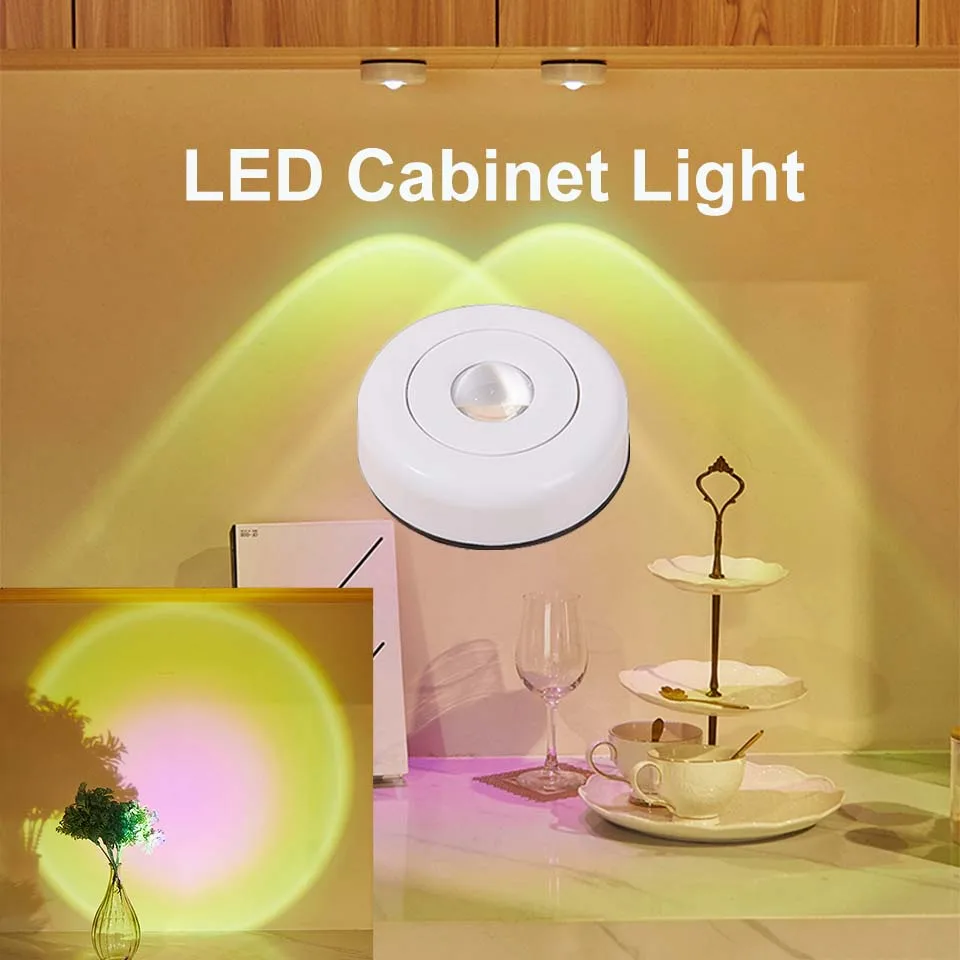 

Battery Powered LED Sunset Lamp Wireless Cabinet Light Stick On Wall Home Decor Night Light Kitchen Bedroom Closet Cupboard Lamp