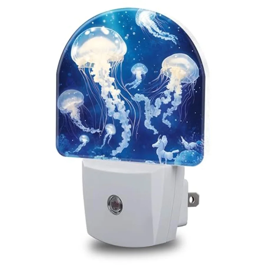 Underwater Night Lights Plug into Wall Night Light Dusk to Dawn Smart Sensor Decorative Round Led Lamp for Bedroom Kitchen Hall