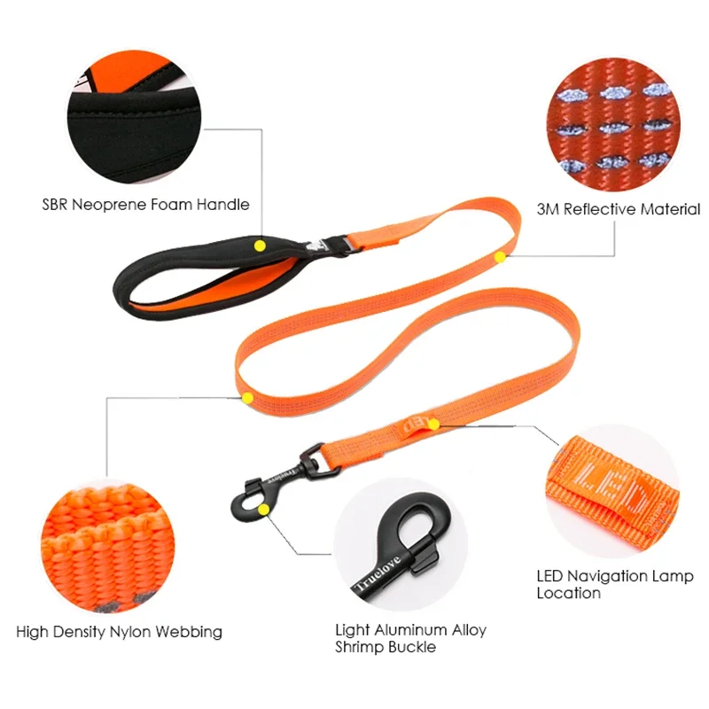 Truelove Pet Nylon Reflective Leash used harness and collar For Small Big Dog and Cat All Breed Training Running Walking TLL2771