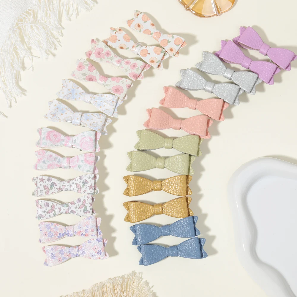 

2/4/6 шт., однотонные заколки для волос с бантом для девочек, заколки с цветочным принтом, детский милый подарок, новинка 2026, модные заколки, головные уборы, детские аксессуары для волос